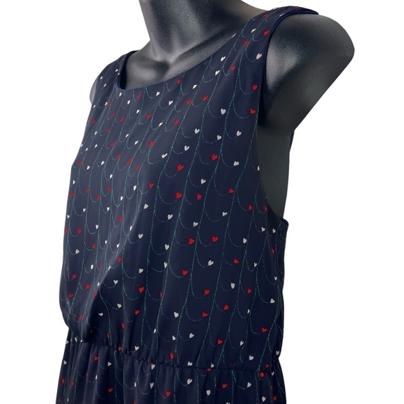 Hanging Hearts Navy Blue Sleeveless Dress Juniors/Women’s Large - Picture 3 of 13